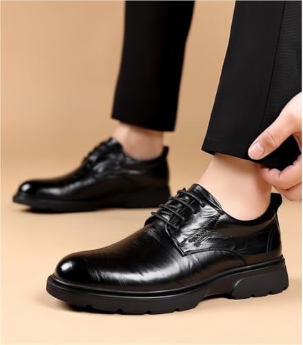 Handmade Leather Retro Dress Shoes Mens Patent Leather Lace Up Oxford Business Casual Prom Wedding Suit Shoes for Formal and Everyday Wear3