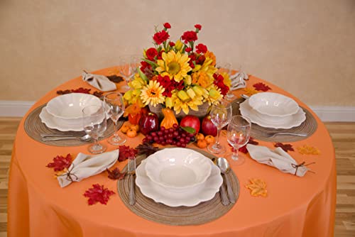 Linentablecloth 108-Inch Round Polyester Tablecloth Pumpkin #TOP4