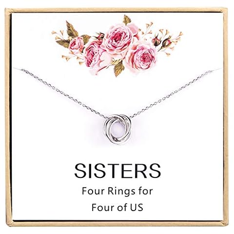 CHICLOVE 4 Sisters Necklace - 925 Sterling Silver Four Circles Sister Necklace For Women Friendship Necklace Cover