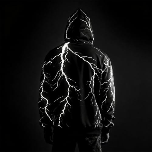 Autumn and winter new lightning pattern zipper hoodie men's fashion long sleeve 3D printed zipper sweater4