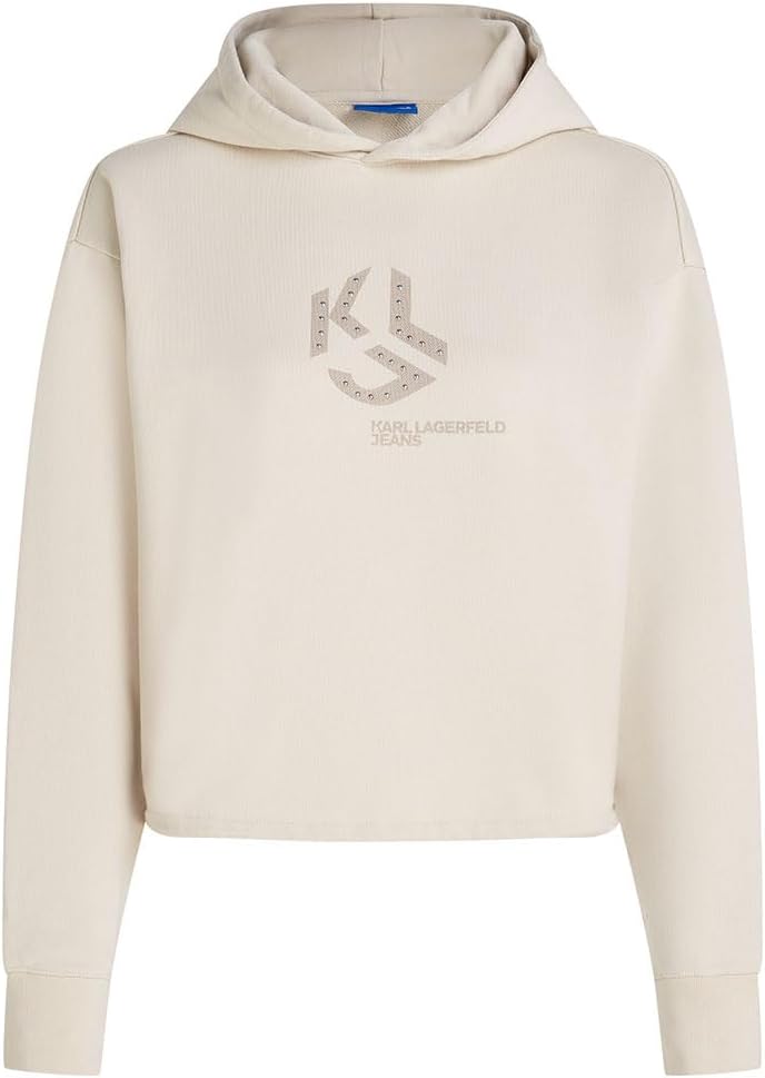 Studded Regular Fit Hoodie M Beige