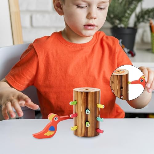 Juegos magnéticos para niños de madera con diseño de pájaro carpintero 2