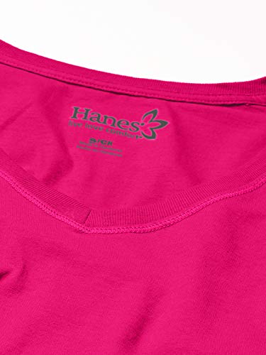 Hanes Women's V-Neck Long Sleeve Tee, Sizzling Pink, XX-Large