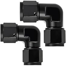 8AN Female to 8AN Female 90 Degree Swivel Coupler Fitting Adapter 3/4-16UNF Thread Aluminium Black 2PCS