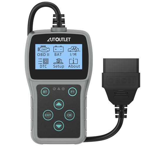 AUTOUTLET OBD2 Diagnosis Herramienta de Diagnóstico Batería del Coche y Lector de Códigos del Motor Compatible con la Mayoría de los Vehículos Desde 2006, apoya Español 10 Idiomas (Gris Bluetooth)