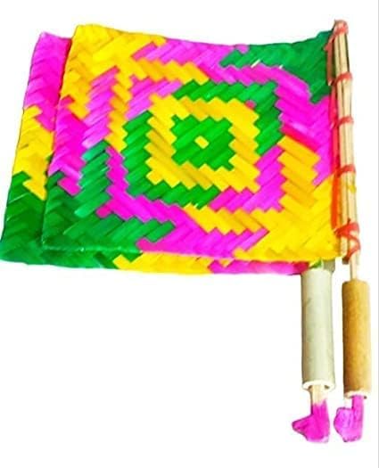 ARYANSH SHOPPE Handicraft Rajasthani Natural Bamboo Wooden Handle Manual Hand Held Fan for Summer Seasons (HANDLE FAN) (1)