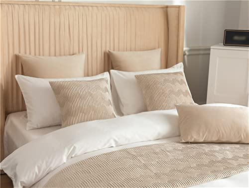 Fudaiki Bed Runner Solid Quilted Fleece Bed Throws For Foot Of Bed Bedding Scarf Protection For Bedroom Hotel Full/Queen Beige #TOP4