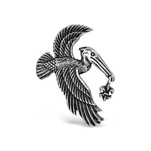 WithLoveSilver Sterling Silver 925 Pelican Holding Fleur De Lis Pendant
