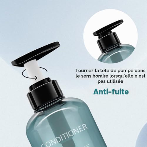 500 ML Lot de 3 Distributeur de Savon en Plastique avec Pompe, Distributeur de Savon en Vide pour Salle de Bain, Cuisine, Rechargeable Distributeur Savon pour Lotion, Gel Douche et Shampooing – vue 3