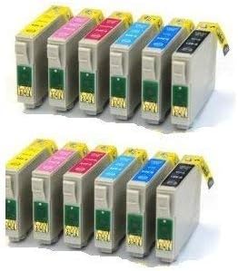 2 Sets = Total 12 Compatible Printer Ink Cartridges for Use with 1400 & 1500W Printer (Replaces T0791, T0792, T0793, T0794, T0795, T0796) Premium High Quality Non Oem