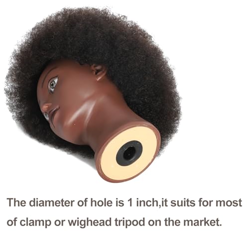VEELTRAS Afro Mannequinkopf mit 100% gelocktem Echthaar, Kosmetologie-Kopf für Friseure, Praxis, Styling, Flechten mit einer Klemme