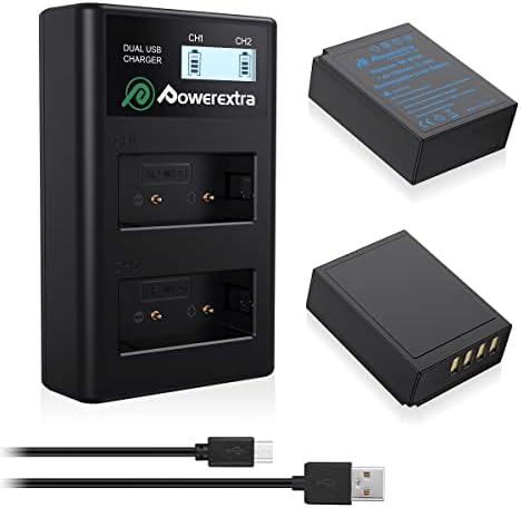 Powerextra 2 X NP-W126 Battery & LCD Charger for Fuji X100F X-A1 X-A2 X-A3 X-A5 X-A10 X-E2 X-E2S X-Pro1 X-Pro2 X-T1 X-T2 X-T3 X-T10 X-T20 X-T100 X-H1 FinePix HS33EXR HS50EXR