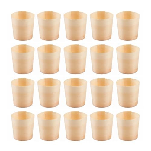 FRCOLOR 80 Pack Disposable Wood Cups Round Wooden Cups for Water Drinks Wine Salad Fruit Snacks Dessert Natural Biodegradable Cups for Parties Weddings Events 3.54 in