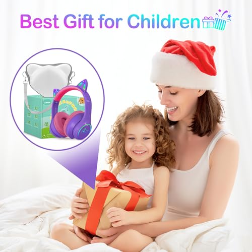 LOBKIN Bluetooth 5.4 Kids Headphones with Case - RGB LED Light Up Cat Ears Foldable Adjustable Over Ear Headphone Support Wireless or 3.5mm Wired Mode for Toddler & Girls & Boys Teens by LOBKIN - Image 6