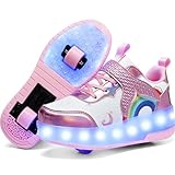 Nsasy Girls Boys Roller Shoes with LED Light Up Wheels Sneakers Kids Roller Skates Shoes for Kids for Children