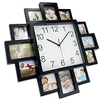 DIY Rahmenuhr, DIY Wanduhr Modernes Design DIY Fotorahmen Uhr Kunststoff Kunst Bilder Uhr Einzigartige Klok Home Decor - Machen Sie Ihre eigene Multi-Fotouhr (Schwarz) – Bild 5