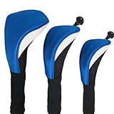 Namvo 3 Teile/Set Golf Driver Holzkopf SCHL?gerabdeckungen Ausrüstung Pole Schutzhülle Professinal Golf Putter Kopfschutz Blau und Wei?