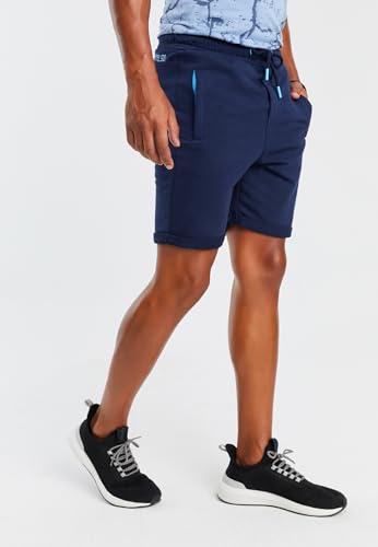 Foto von Leif Nelson Herren Jogging Shorts Kurze Trainingshose Sporthose Slim Fit Männer Kurze Fitnesshose Jogginghose Fitness-Short für Training Sport Bodybuilding LN8299; L; D.Blau-Türkis