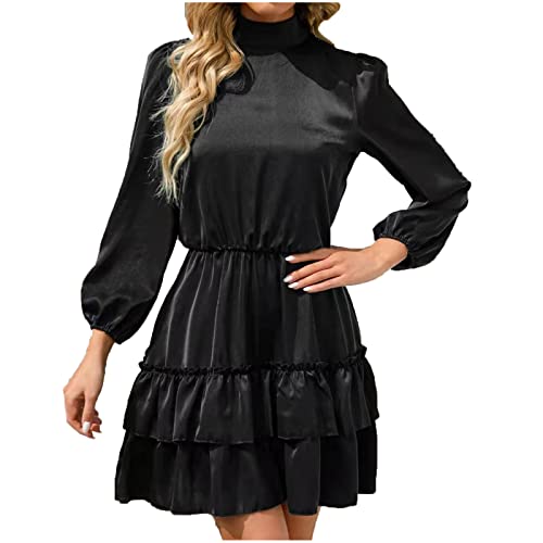 Vestito Donna Stile Elegante e Casual Mini Abito Sexy Da Donna Abito a Maniche Lunghe Autunnale e Invernale Ragazza Mini Vestito Da Donna Vestito Lungo Da Donna Invernale Abito Estivo Da Donna Festa