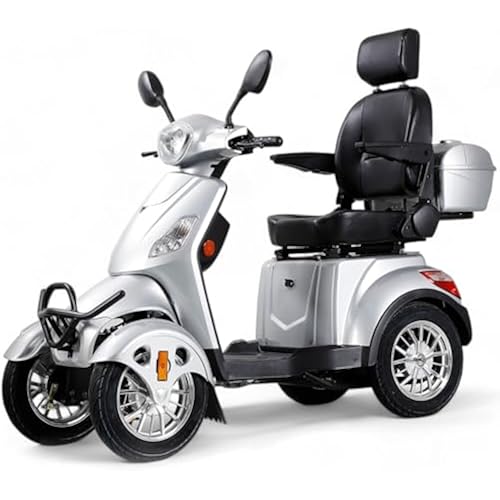 Mobility Scooters for Seniors & Adults 500lbs Capacity - 800W All Terrain Electric Powered Mobility Cart - Heavy Duty Mobility Scooter for Elderly w/Charger Remote Keys (Sliver)