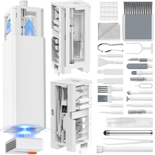 34-in-1 for iPhone Cleaning Kit, Sunoyar Keyboard Cleaning Kit Multi-Functional, Laptop Cleaning Kit with Portable Storage Case for iPhone Charging Port Laptop Keyboard Camera Earbud Airpods White