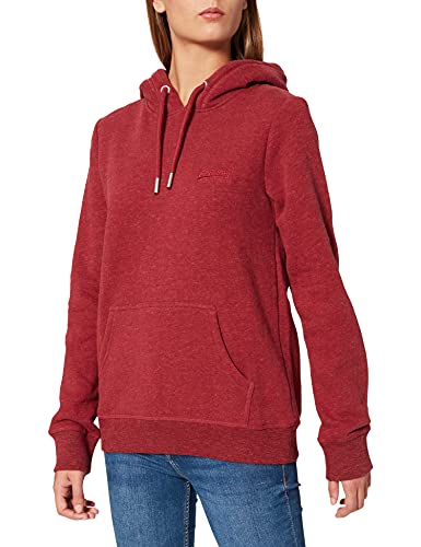 Superdry Womens Vintage Logo Embroidered Hoodie, Relaxed Fit, Drawstring Hood Rhubarb Marl Size 12 #TOP5
