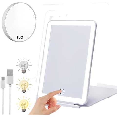 Vanity Mirror with Adjustable LED Lighting Cover