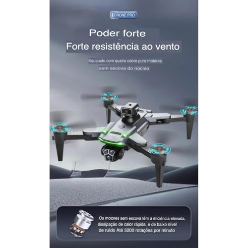 Drone S166 GPS: Wi-Fi Ultra 5GHz, alcance de 1000m, dual câmera 8K. Grande bateria 3000mAh para voos