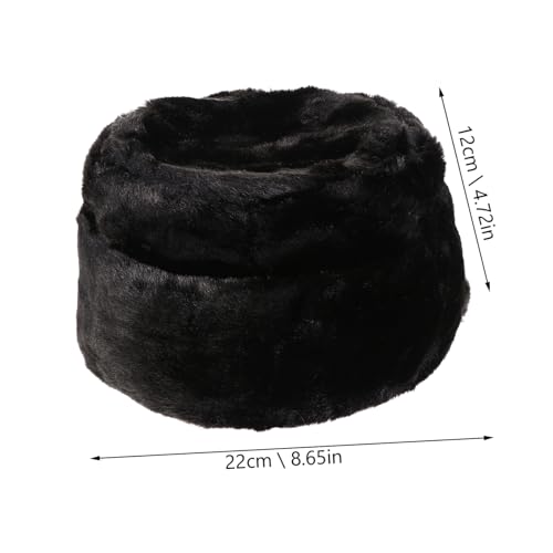 LIFKOME Autumn Winter Women Hat Faux Fur Plush Elderly Cap Warm and Stylish Thicken Cotton Hat Black2
