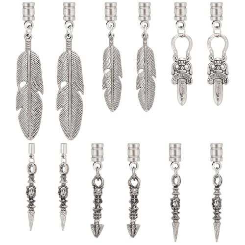 WEBEEDY 12 PCS Bolo Tie Tips Replacement End Caps 6 Style Alloy Bolo Tie Tips Replacement Charms Pendants Jewelry Findings Making Accessory for DIY Bolo Tie Necklace Craft Decoration