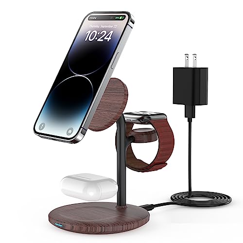 XooFly 3 in 1 Wireless Charging Station for Apple Devices, Fast Wireless Mag-Safe Charger Stand with...