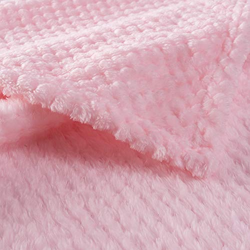 Image of Warm Soft Fuzzy Dog or Cat Blanket, Plush Fleece Throws for Bed, Couch, Sofa, Travel (L /40 inch x 48 inch, Bright Pink)