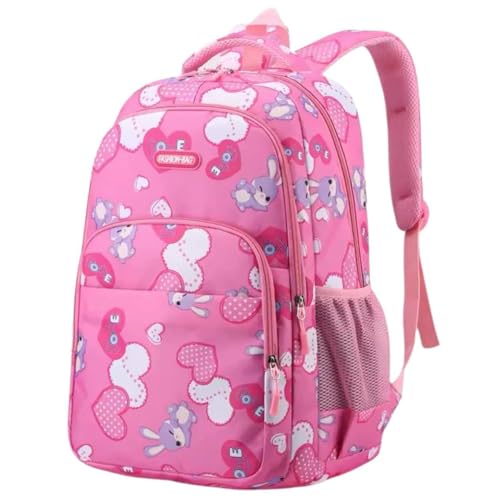 Mochila Escolar Infantil Feminina, Estampada, com Bolsos e Alças Acolchoadas e Resistentes (Rosa)