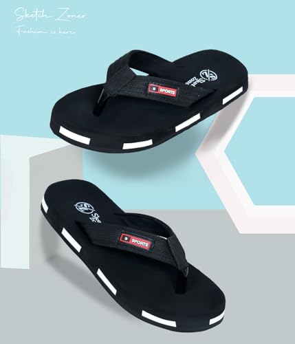 Image of Zebra Mens Rubber Slippers Daily Use Flat Chappals with Anti-Slip Sole Lightweight, Durable & Stylish Footwear