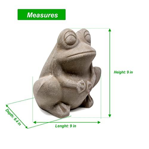 Elly Décor 9 Inch Ceramic Cute Toad Statue, Standing Toad Figurine, Indoors And Outdoors Lightweight Ceramic Statue, Gray #TOP1
