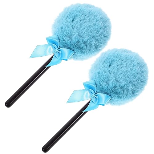 DOITOOL Powder Puff with Handle ? 2PCS Lollipop Shape Body Powder Puff, Velour Makeup Puff for Loose Application, Blue