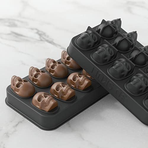 Mtko 3D Skull Ice Cube Mold - Flexible Silicone Skull Ice Maker Mold For Whiskey - 10 Cavity Skull Ice Cube Tray With Funnel - Skull Silicone Mold For Baking, Chocolate, Candy And Resin #TOP7
