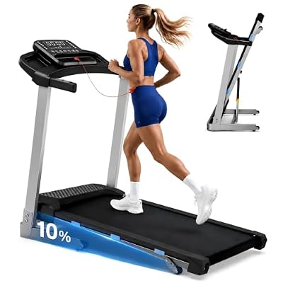 Cardirun Foldable Treadmill with 10% Incline, 3.5HP Quiet & 400 LBS Capacity Treadmills for Home, Running Treadmill with Pulse Sensor, Bluetooth Speaker, 7.6 MPH, Wide Belt, App, Space Saving Design