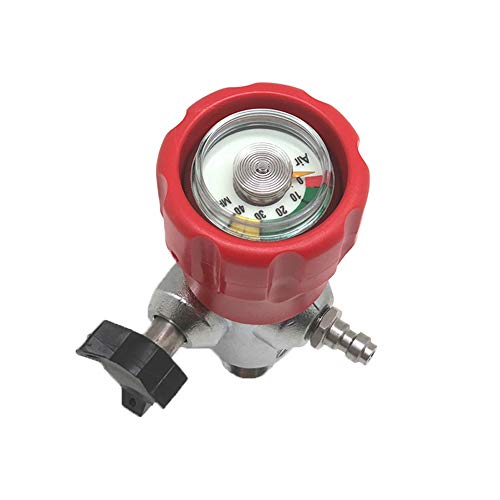IORMAN Paintball CO2 Tank Compressed Air DIN Valve Gauge & Fill Station, 300bar/4500psi High Pressure, 8 mm Quick Disconnect Adapter, 24 Inch Charging Hose for PCP Game (Red) - Image 6