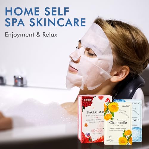 Koneuk 14 Pack Sheet Face Masks Skincare For All Skin Types, Hydrating Face Masks Suitable For Sensitive Skin, Bulk Facial Mask Set For Women Skin Care thumb #6