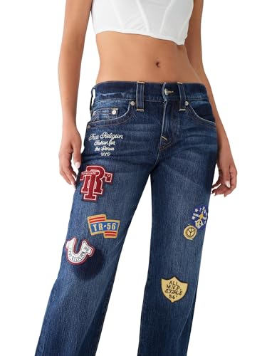 True Religion Women's Ricki Relaxed Straight Jean with Patches3