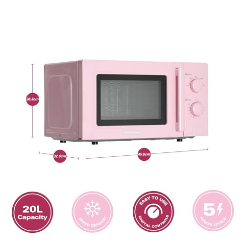 Hamilton Beach Microwave, 20L, Miami, 800W, Manual Dial Controls, Quick Defrost, 35 Min Timer, 5 Cooking Levels, Flamingo Pink - HBMX20F - Image 9
