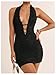 SweatyRocks Women's Sexy Deep V Neck Lace Halter Mini Dress Open Back Bodycon Club Dresses Rave Outfits Black Large