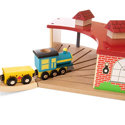 Conductor Carl Wooden Train Track Train Garage - Train Storage Garage for Wooden Train Tracks & Sets - Compatible with Most Big Brands & All Track Sets