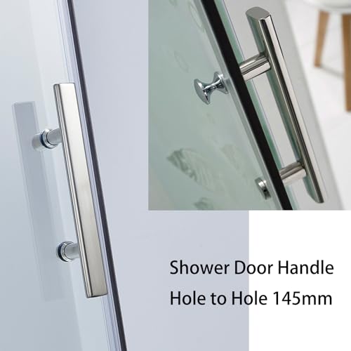 Cokritsm Duschkabine Griff 145 mm Loch zu Loch für Duschtür Glastüren, Griff Duschtür Edelstahl runder Duschtürgriffe, Duschtürknopf Silber Duschknauf Duschtürzuggriff Teile Ersatz