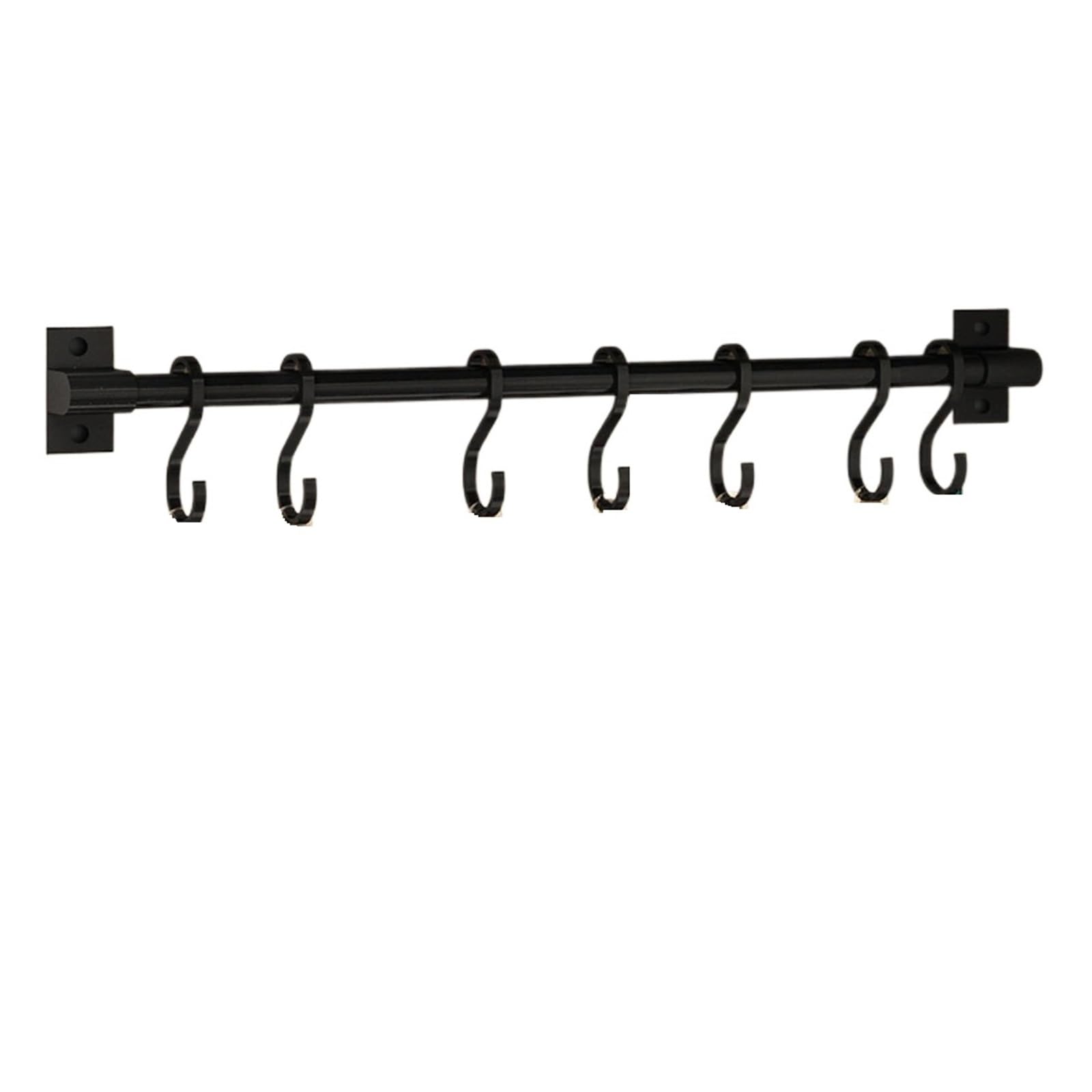 Barra Utensilios Cocina Perchero de cocina con ganchos de pared, sin perforaciones, for colgar utensilios de cocina, cucharas, palas y tablas de cortar.(Black 50CM)