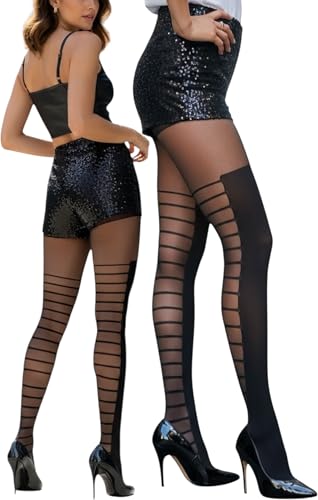 Image of ToBeInStyle Women's Full Footed Pantyhose with Thigh High Designs