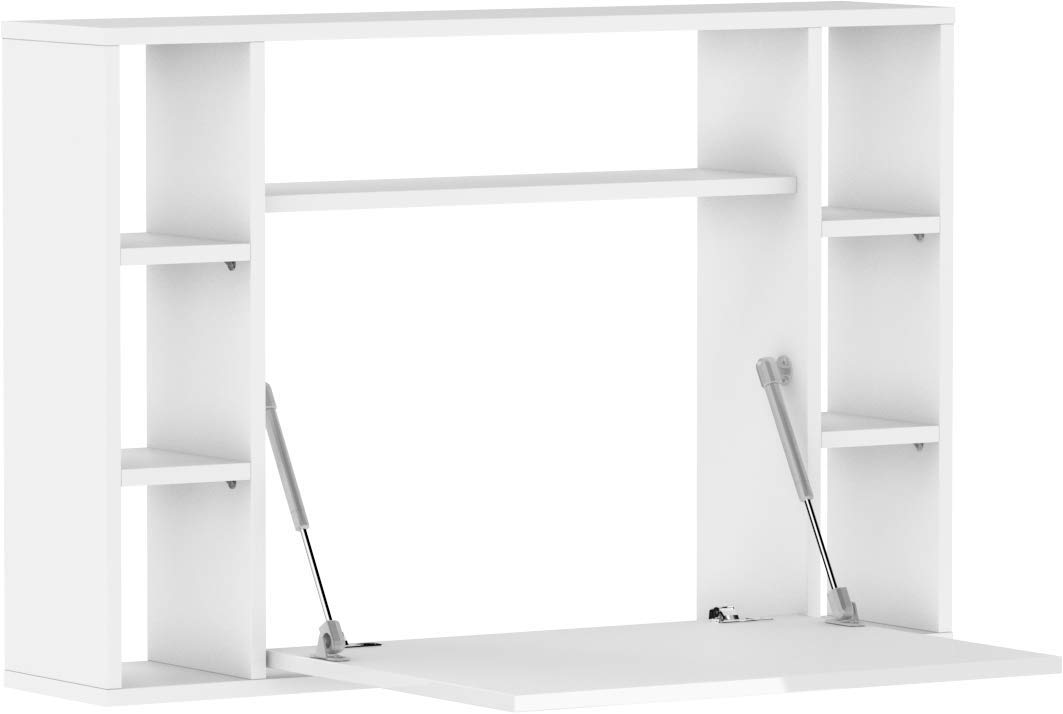BIM Furniture Muse - Estantería de escritorio plegable para colgar en la pared o para el ordenador (blanco mate/blanco brillante)