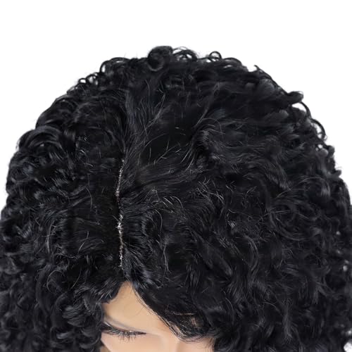 Perruques noires longues bouclées pour masquer le manque de volume
