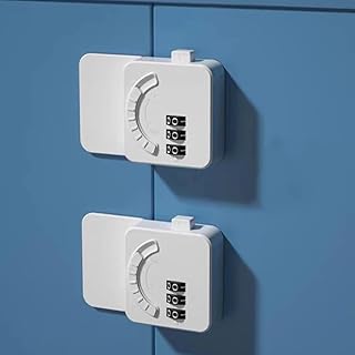 Lapluied 1Pack Password Fridge Lock, Cordless Child Safety Lock, Window lock Wardrobe Lock Free Punch Multifunctional Lock for Cupboards Fridge Toilet Window and Cabinet Cabinet Lock Easy Install(Flat Lock)